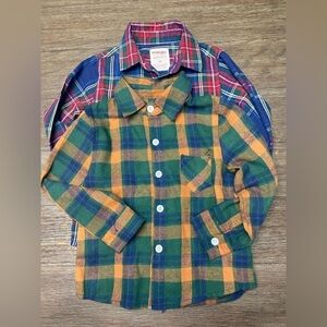 Lot of 2 boys 4T button down western plaid long sleeve shirts